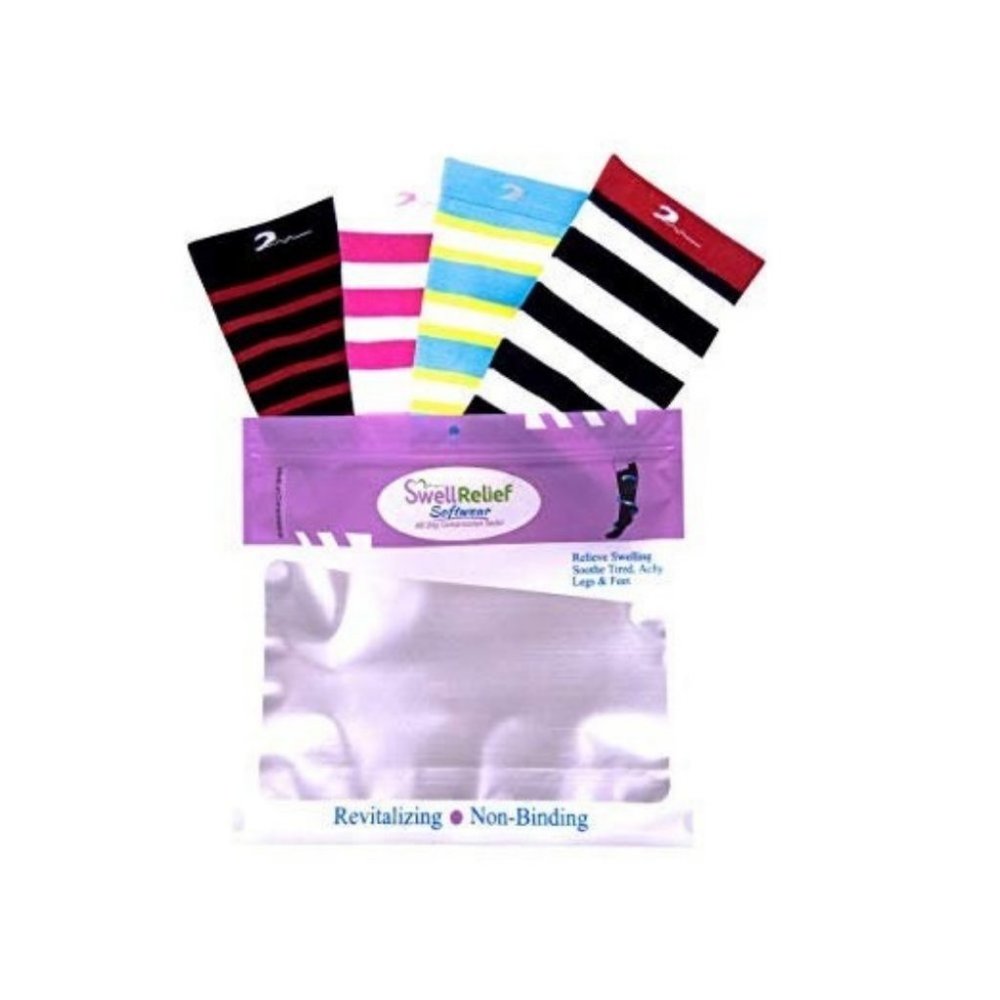 4 Pair Extra-Soft Colorful Moderate Graduated Comp - Picture 2 of 9